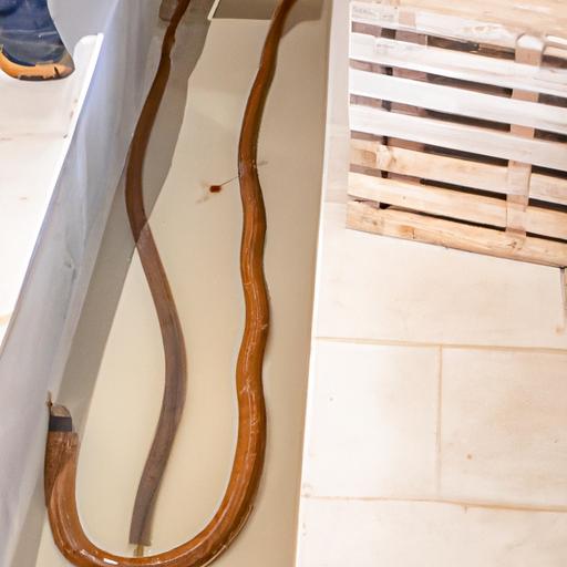 Using a plumbing snake to clear a clogged floor drain