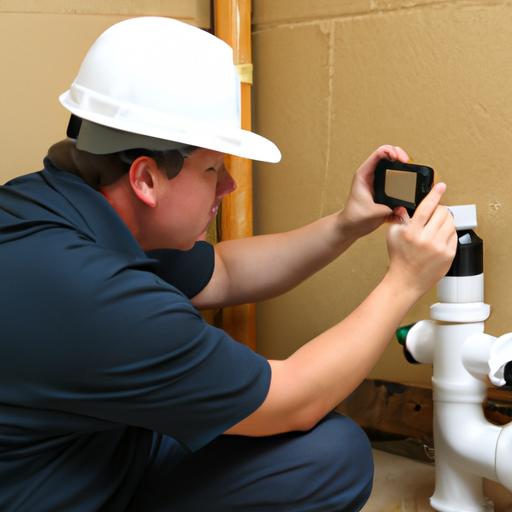 A plumber utilizing advanced technology to assess pipe condition and identify issues.