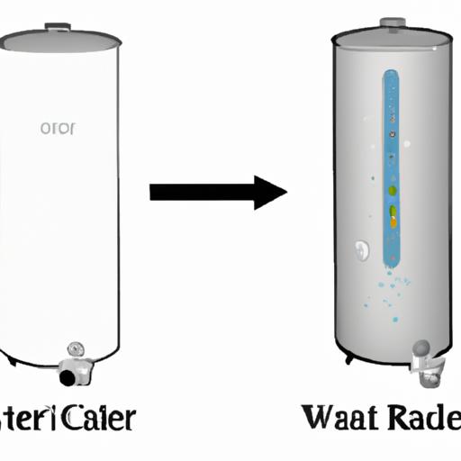 Comparison of a clean water heater and a scaled water heater, demonstrating the impact of scale buildup