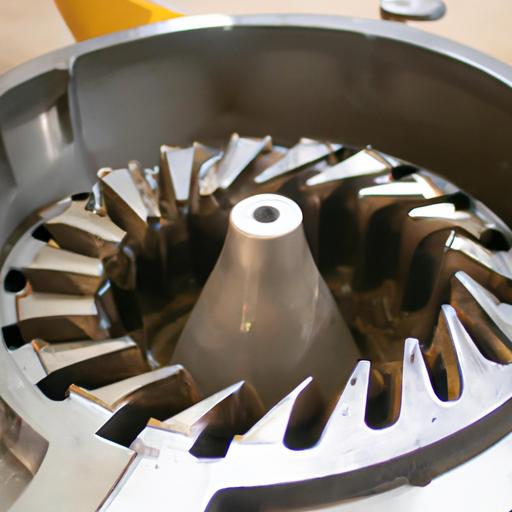 The impeller's mechanism efficiently grinds and shreds food waste in the garbage disposal unit.