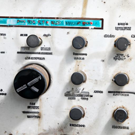 An outdated control panel of an old water softener.