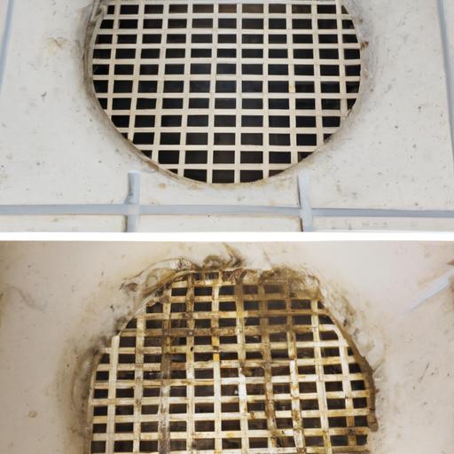 Comparison of a dirty and cleaned hospital drain.