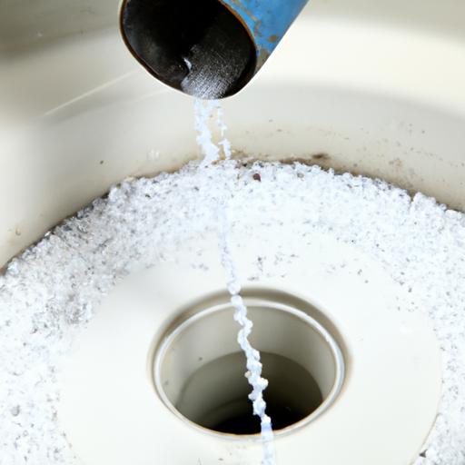 A professional plumber using drain clean 500g one dose crystals to tackle a stubborn clog.